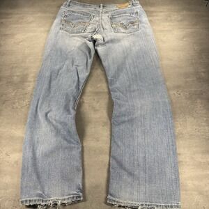 BKE Tyler Jeans Men 36x32 Blue Denim Straight Leg Ripped Distressed READ‎ Faded